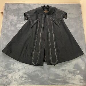 Vintage Wooltex Antique Cape Black Womens 1800s 1900s Victorian Edwardian
